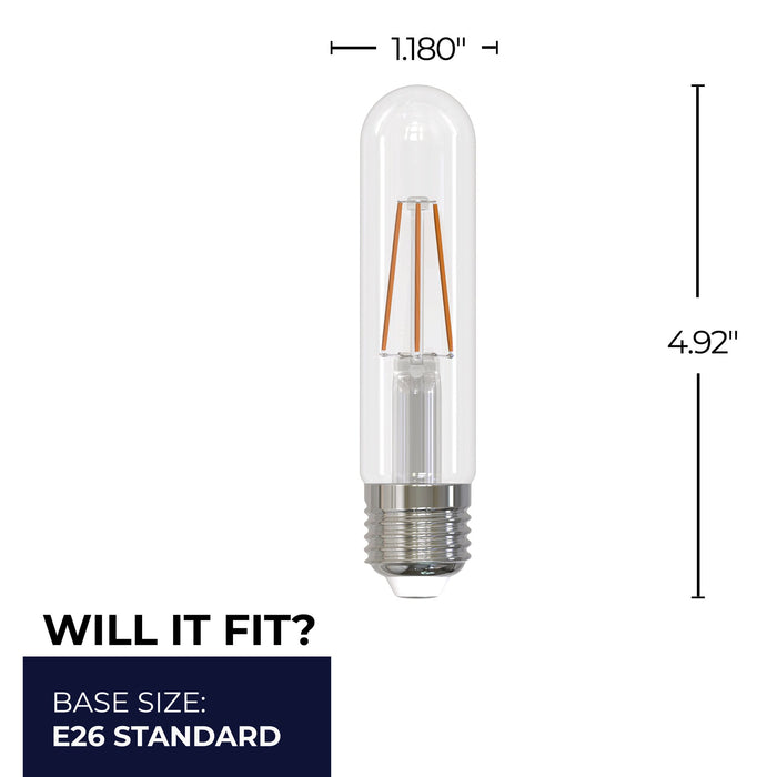 T9 5W Dimmable Clear Filament LED Light Bulb with E26 Base, 2700K, 500 Lumens, 4-Pack