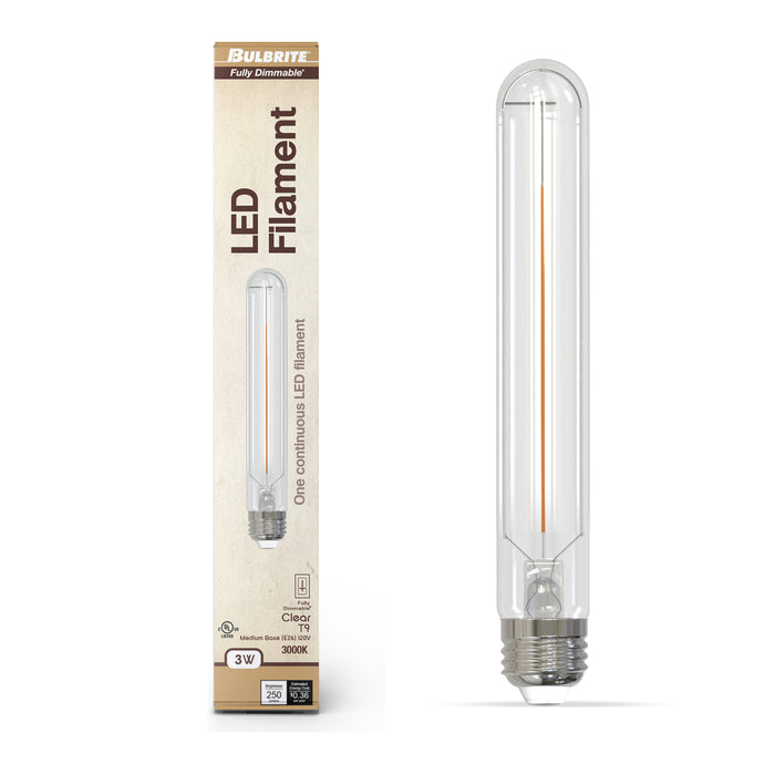 T9 7.5‘’ 3W Dimmable Clear LED Light Bulb with E26 Base, 3000K, 250 Lumens, 3-Pack