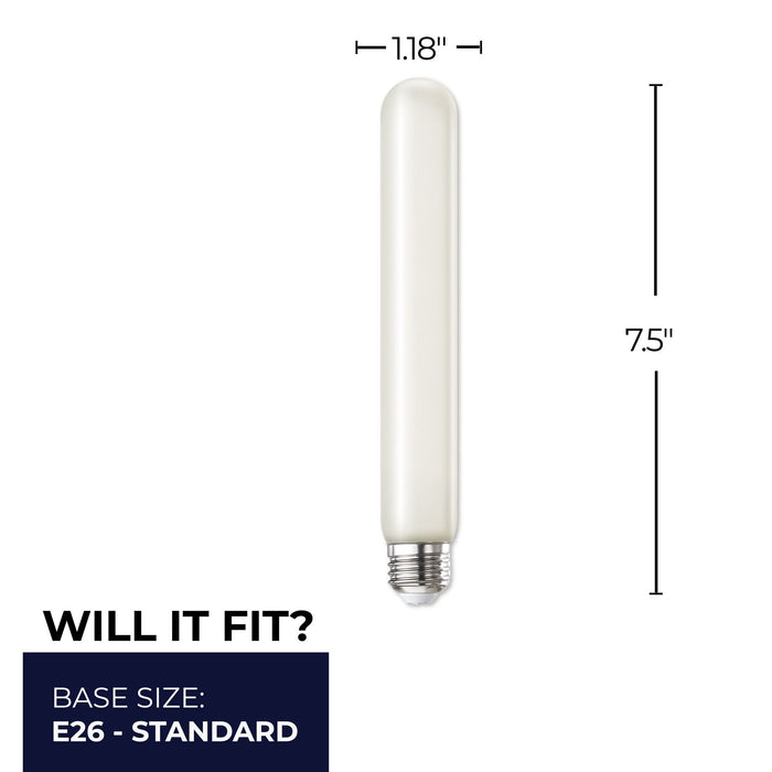 T9 7.5'' 5W Dimmable Frost Filament LED Light Bulb with E26 Base, 2700K, 300 Lumens, 4-Pack