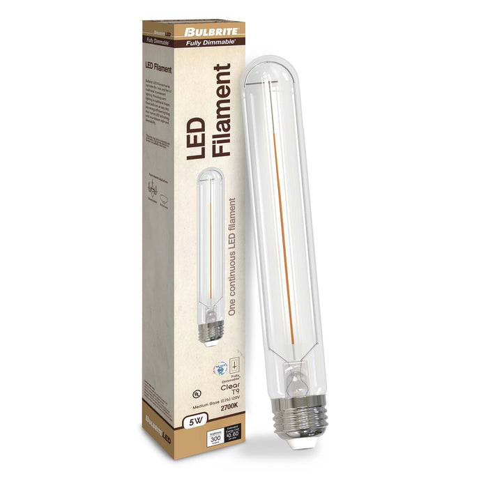 T9 7.5-inch 3W Dimmable Clear Filament LED Light Bulb with E26 Base, 2700K, 250 Lumens, 4-Pack