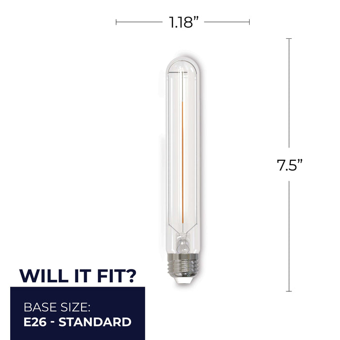 T9 7.5-inch 3W Dimmable Clear Filament LED Light Bulb with E26 Base, 2700K, 250 Lumens, 4-Pack