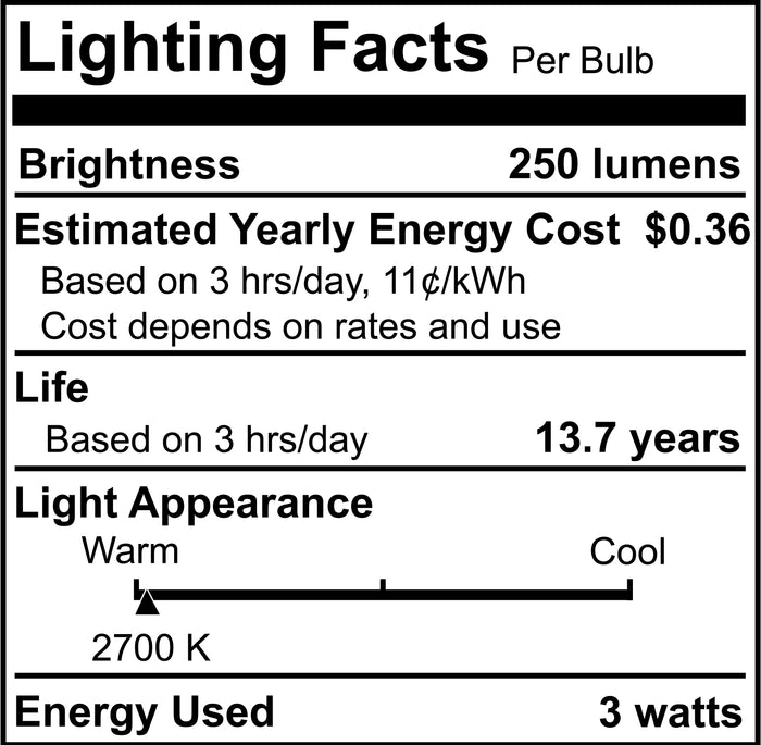 T9 7.5-inch 3W Dimmable Clear Filament LED Light Bulb with E26 Base, 2700K, 250 Lumens, 4-Pack