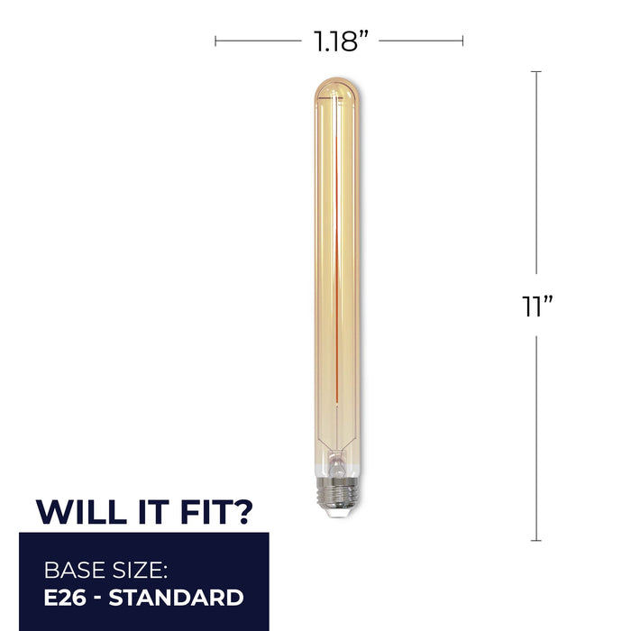 T9L 5W Dimmable Amber Filament LED Light Bulb with E26 Base, 2100K, 300 Lumens, 4-Pack