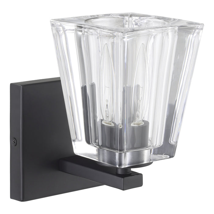 Valentin 4-inch 1-light Matte Black Vanity Light with Clear Pressed Glass Shade