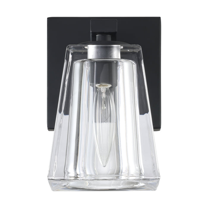 Valentin 4-inch 1-light Matte Black Vanity Light with Clear Pressed Glass Shade