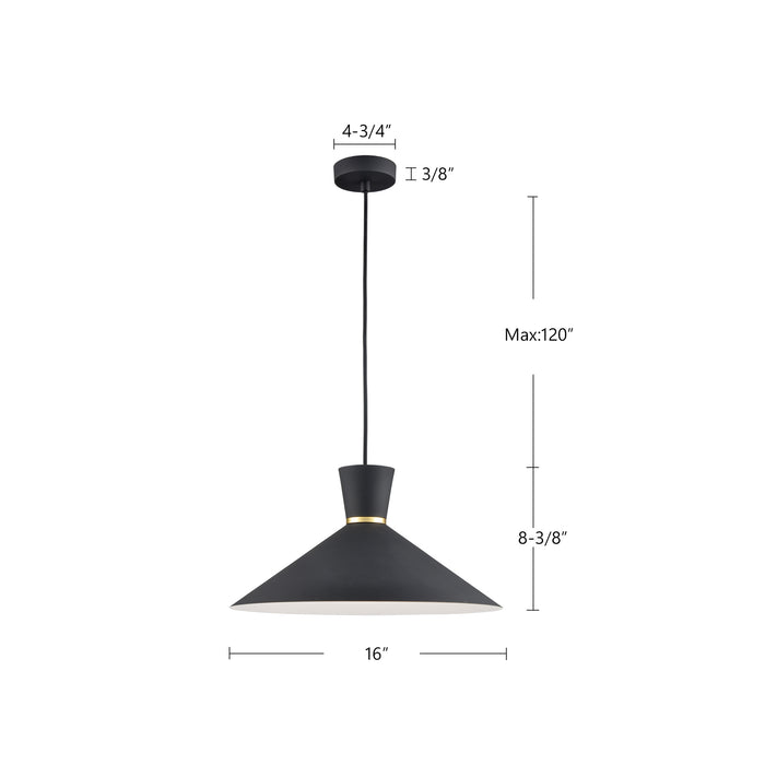 Vanderbilt 16-in Gold-Accented Aluminum Dome Pendant