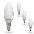 Warm Dims B11 5W Dimmable Milky Filament LED Light Bulb with E12 Base, 3000K-1800K, 500 Lumens, 4-Pack