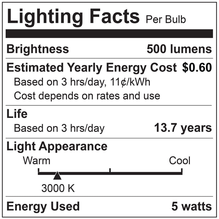 Warm Dims CA10 5W Dimmable Milky Filament LED Light Bulb with E12 Base, 3000K-1800K, 500 Lumens, 4-Pack