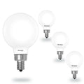 Warm Dims G16 5W Dimmable Milky Filament LED Light Bulb with E12 Base, 3000K-1800K, 500 Lumens, 4-Pack