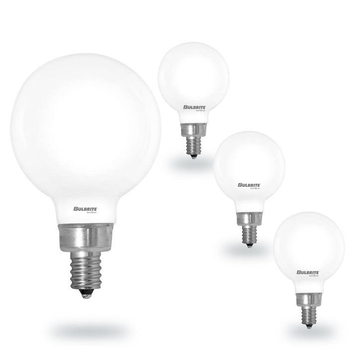 Warm Dims G16 5W Dimmable Milky Filament LED Light Bulb with E12 Base, 3000K-1800K, 500 Lumens, 4-Pack