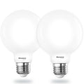 Warm Dims G25 9W Dimmable Milky Filament LED Light Bulb with E26 Base, 3000K-1800K, 800 Lumens, 2-Pack
