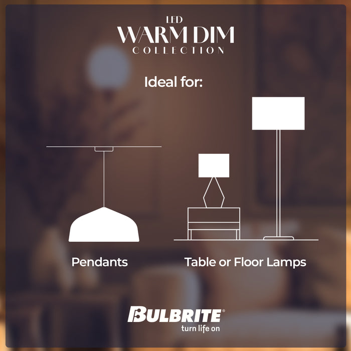 Warm Dims G25 9W Dimmable Milky Filament LED Light Bulb with E26 Base, 3000K-1800K, 800 Lumens, 2-Pack