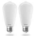 Warm Dims ST18 9W Dimmable Milky Filament LED Light Bulb with E26 Base, 3000K-1800K, 800 Lumens, 2-Pack