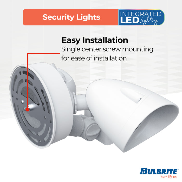 White 24W 2-Head LED Outdoor Security Flood Light, 4000K, 2200 Lumens, 10.188-inch Dia x 11.625-inch L