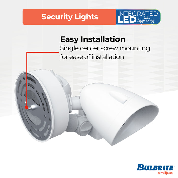 White 24W 2-Head LED Outdoor Security Flood Light, 4000K, 2200 Lumens, 10.375-inch Dia x 5.859-inch L